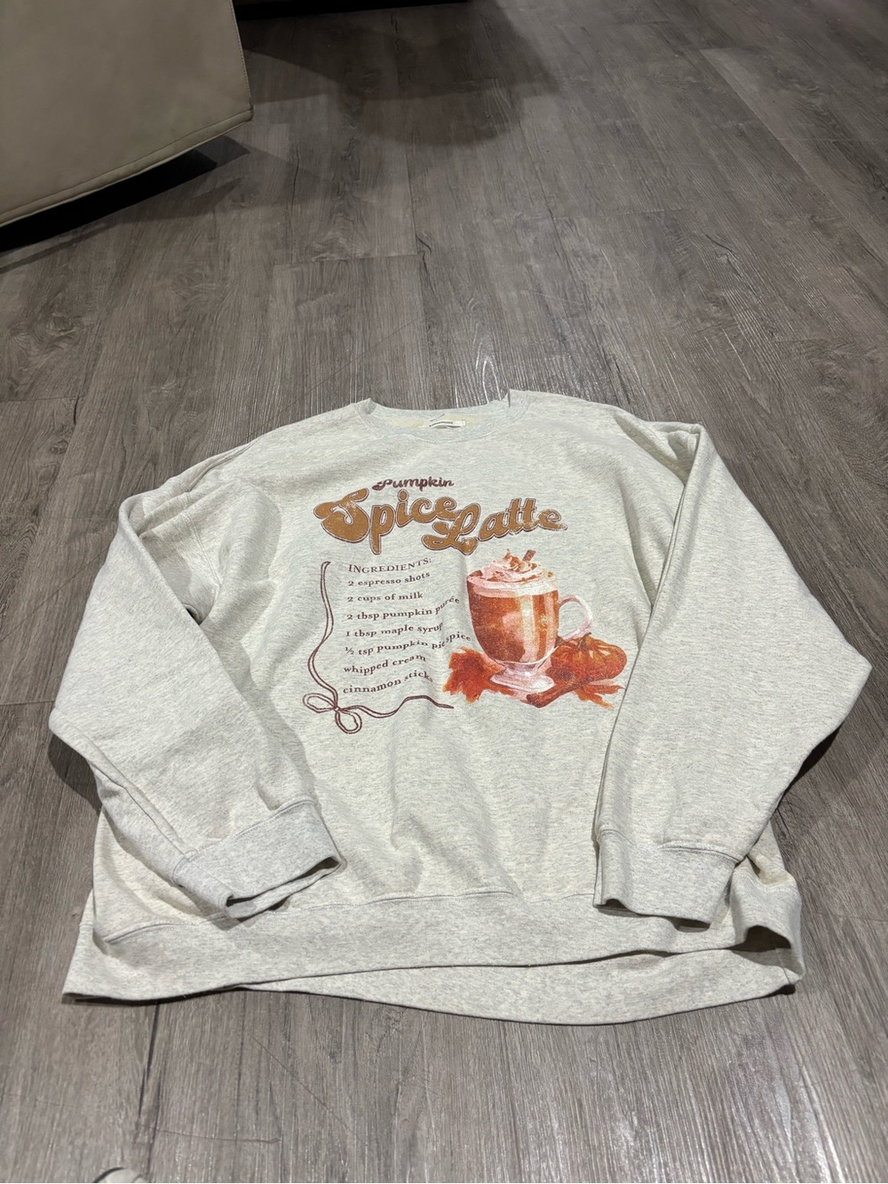 Anthropologie Pumpkin Spice Latte Graphic Sweatshirt Size Large - Picture 4 of 6